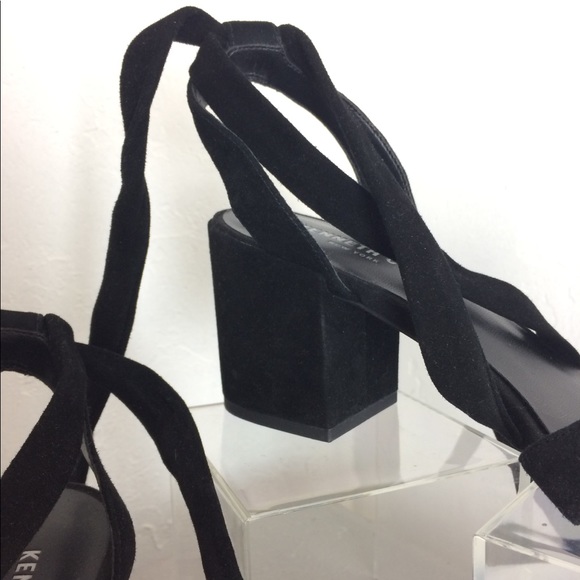 KENNETH COLE black suede lace up heels size 8 - Picture 3 of 5